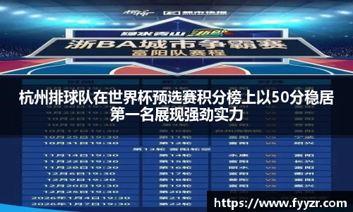 杭州排球队在世界杯预选赛积分榜上以50分稳居第一名展现强劲实力